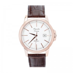 Alexandre Christie AC 1008 Rosegold White Leather Man MDLRGSL